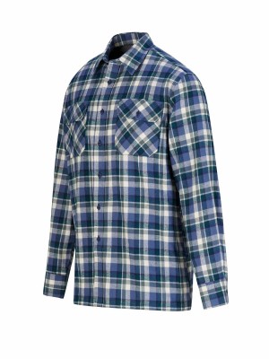 STØRVIK Dawson Flanellen Overhemd - Katoen - Heren - BLauw Ruit