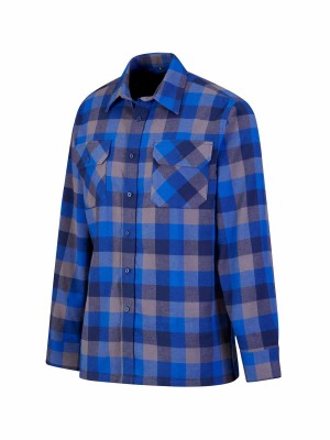 STØRVIK Flanellen Blouse Geruwd Katoen Heren Blauw/Grijs - DAWSON 4.4