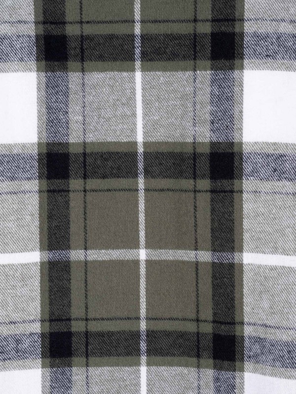STØRVIK Flanellen Blouse Geruwd Katoen Heren Olijfgroen - DAWSON