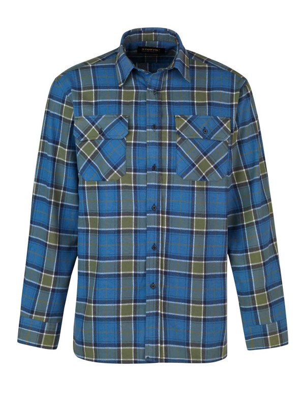 Flanellen Blouse Geruwd Katoen Heren Groen / Blauw - M-4XL - DAWSON
