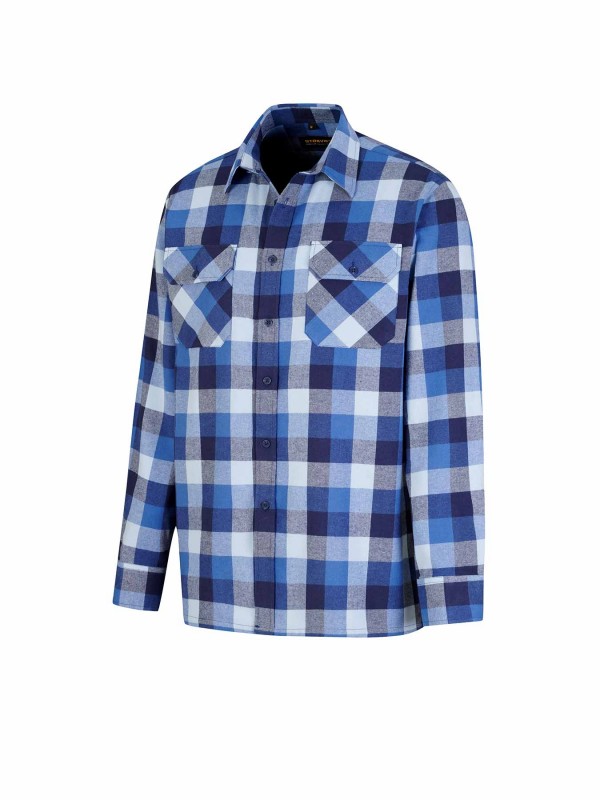 STØRVIK Flanellen Blouse Geruwd Katoen Heren Blauw blok - DAWSON 5.10