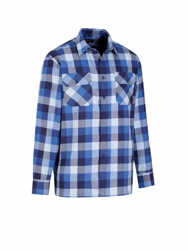 STØRVIK Flanellen Blouse Geruwd Katoen Heren Blauw blok - DAWSON 5.10