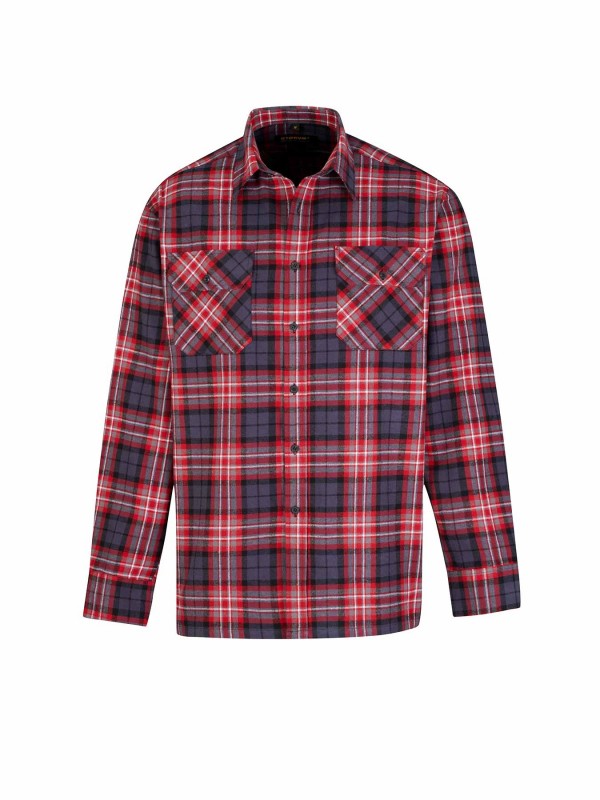 STØRVIK Flanellen Blouse Geruwd Katoen Heren Rood ruit - DAWSON 5.30