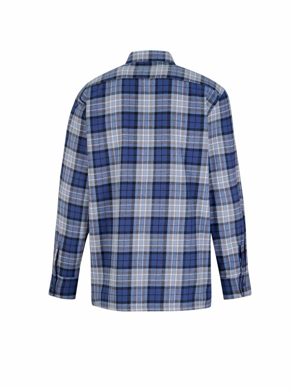 STØRVIK Flanellen Blouse Geruwd Katoen Heren Blauw ruit - DAWSON 5.30