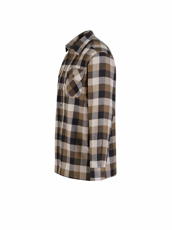 STØRVIK Flanellen Blouse Geruwd Katoen Heren Olijfgroen blok - DAWSON 5.40