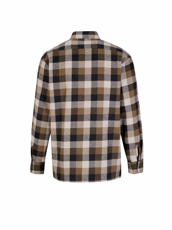 STØRVIK Flanellen Blouse Geruwd Katoen Heren Olijfgroen blok - DAWSON 5.40