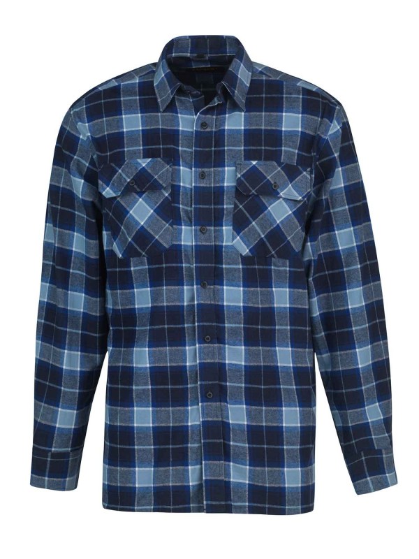 Flanellen Blouse Geruwd Katoen Heren Blauw - M-4XL - DAWSON