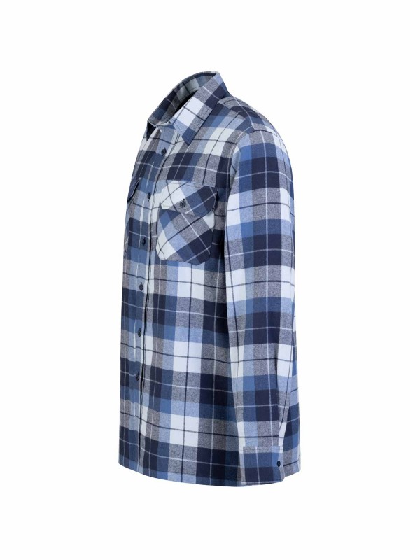 STØRVIK Flanellen Blouse Geruwd Katoen Heren Blauw/Donkerblauw - DAWSON 4.1