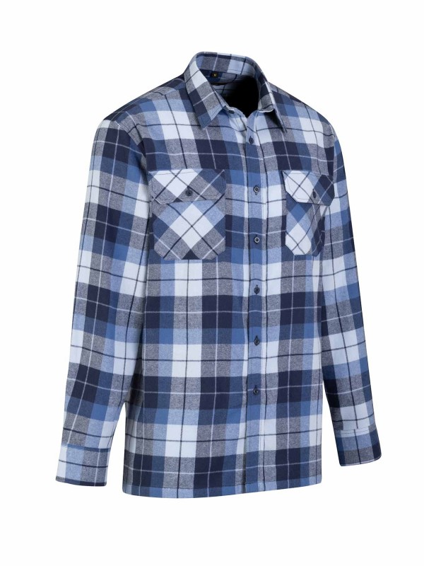 STØRVIK Flanellen Blouse Geruwd Katoen Heren Blauw/Donkerblauw - DAWSON 4.1