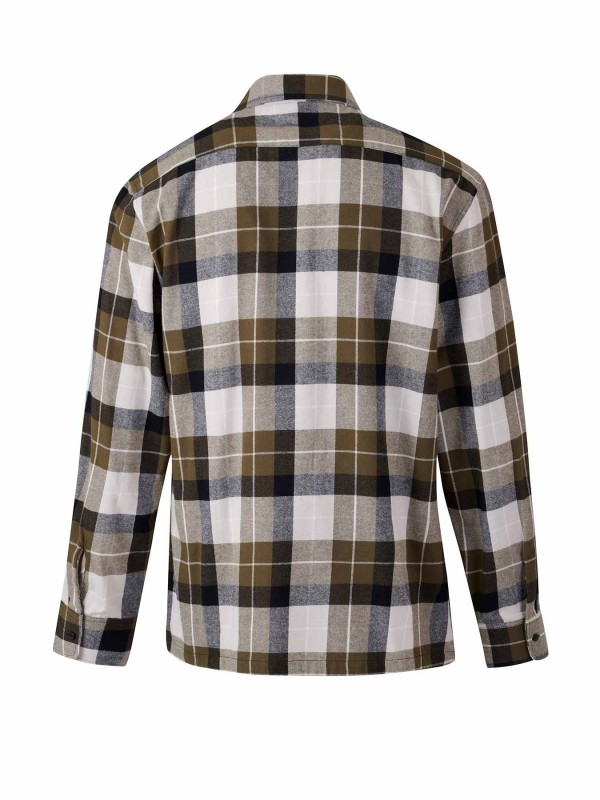STØRVIK Flanellen Blouse Geruwd Katoen Heren Olijfgroen/Beige - DAWSON 4.2