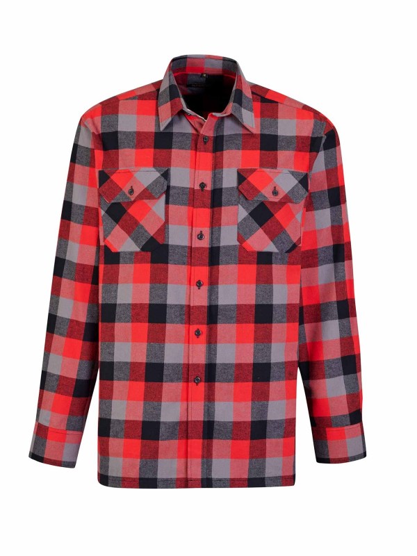 STØRVIK Flanellen Blouse Geruwd Katoen Heren Rood/Zwart - DAWSON 4.3