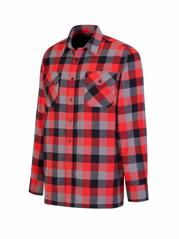 STØRVIK Flanellen Blouse Geruwd Katoen Heren Rood/Zwart - DAWSON 4.3