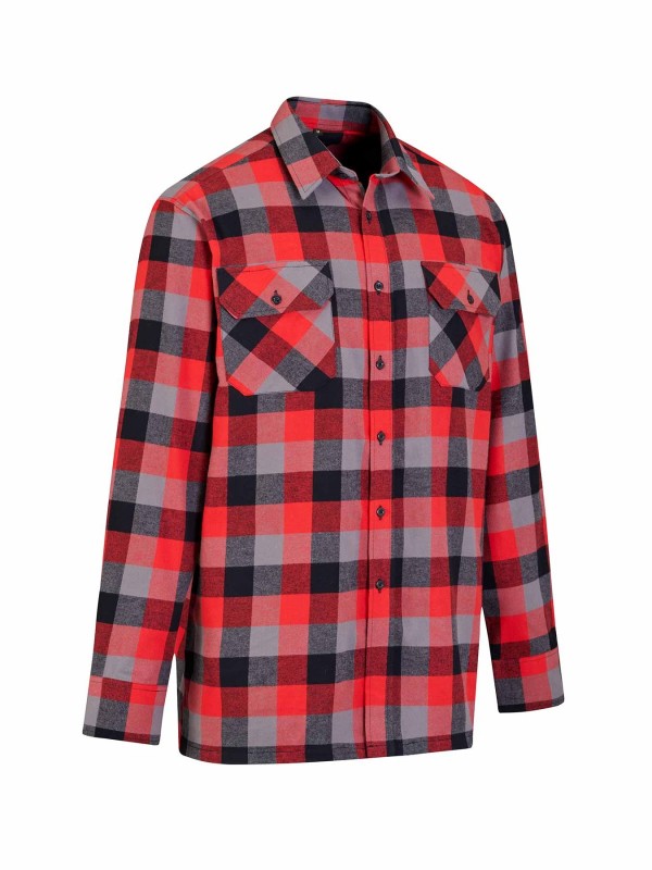 STØRVIK Flanellen Blouse Geruwd Katoen Heren Rood/Zwart - DAWSON 4.3