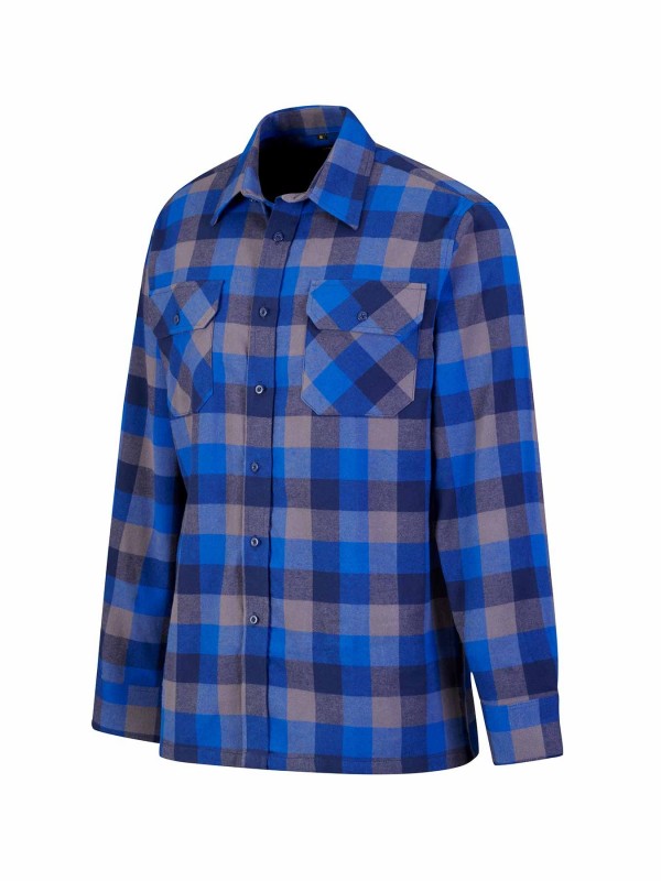 STØRVIK Flanellen Blouse Geruwd Katoen Heren Blauw/Grijs - DAWSON 4.4