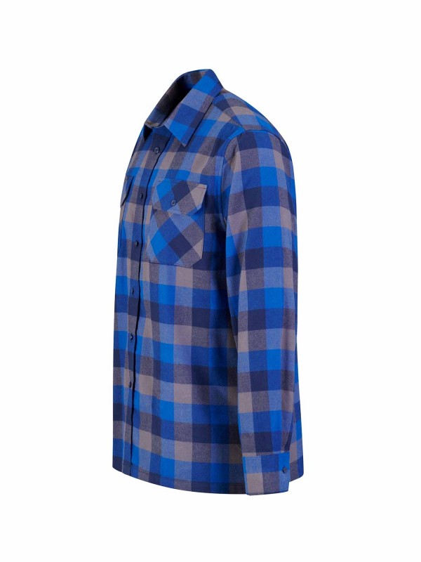 STØRVIK Flanellen Blouse Geruwd Katoen Heren Blauw/Grijs - DAWSON 4.4