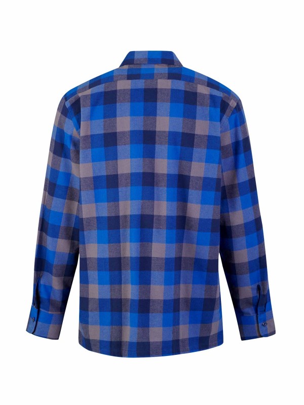 STØRVIK Flanellen Blouse Geruwd Katoen Heren Blauw/Grijs - DAWSON 4.4