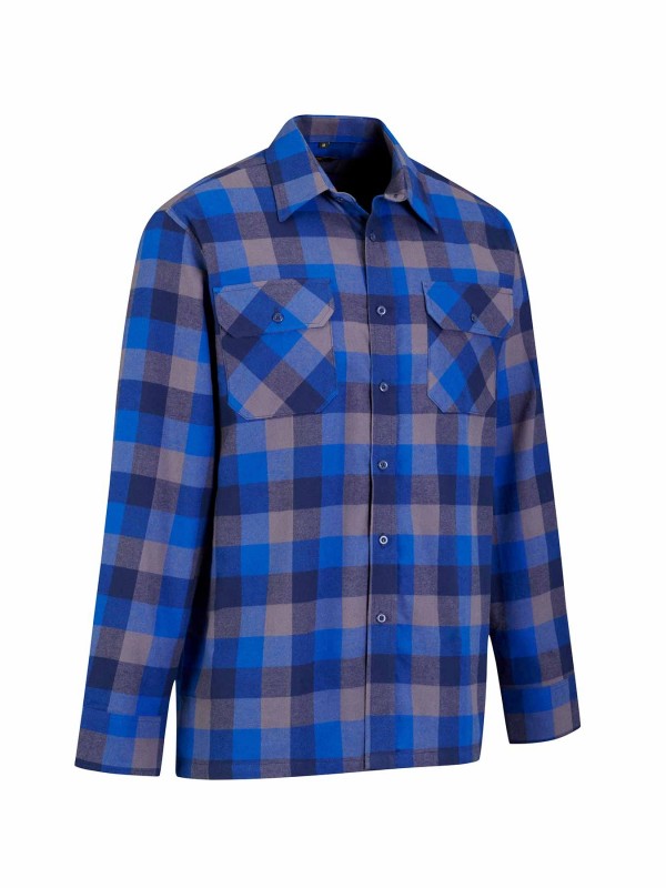 STØRVIK Flanellen Blouse Geruwd Katoen Heren Blauw/Grijs - DAWSON 4.4
