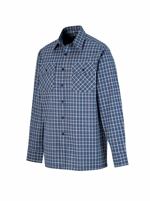STØRVIK Egersund Katoenen Werkhemd Heren - Houthakkersblouse - Blauw Blok 052-4.4 BLUE