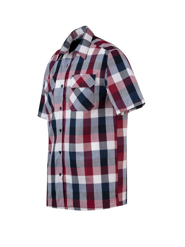Werkblouse Korte Mouw Heren D2.3 Rood / Blauw - M-4XL - FARSUND 