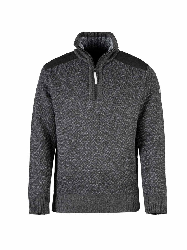 STØRVIK Liam Fijn Gebreide Pullover Teddy Voering Heren - Antraciet Melange