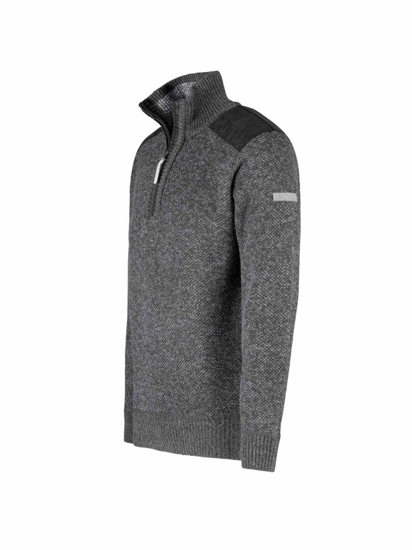 STØRVIK Liam Fijn Gebreide Pullover Teddy Voering Heren - Antraciet Melange