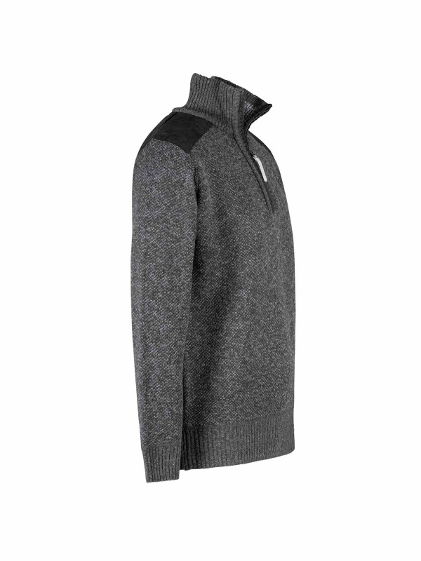 STØRVIK Liam Fijn Gebreide Pullover Teddy Voering Heren - Antraciet Melange
