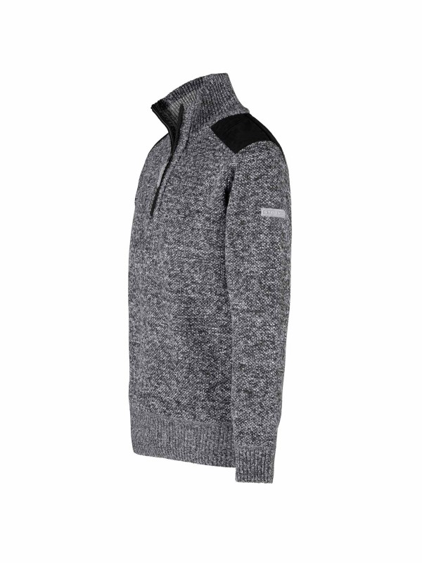 STØRVIK Liam Fijn Gebreide Pullover Teddy Voering Heren - Grijs Melange