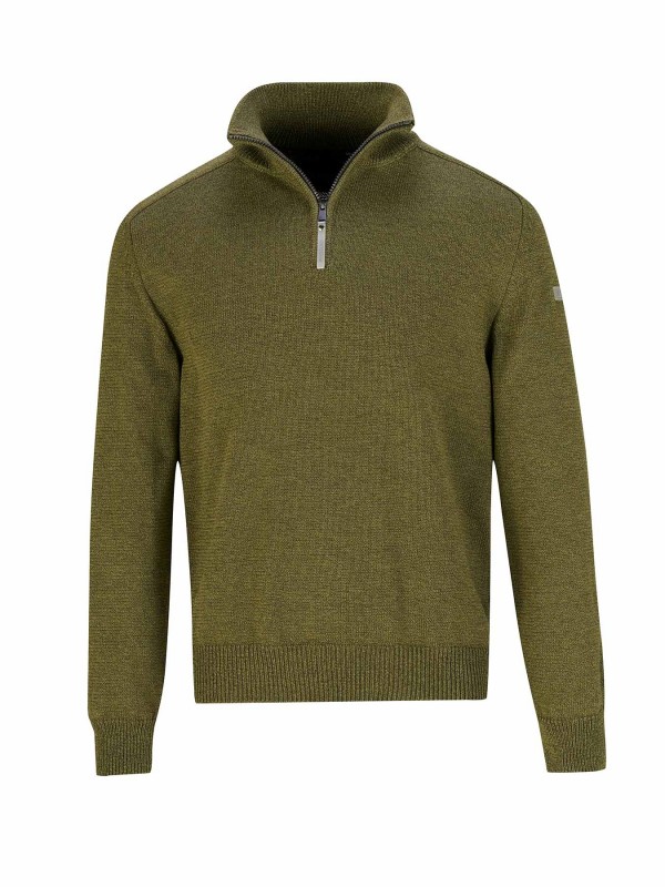 STØRVIK Pullover Heren - Fijn Gebreid - Olijfgroen - Rune