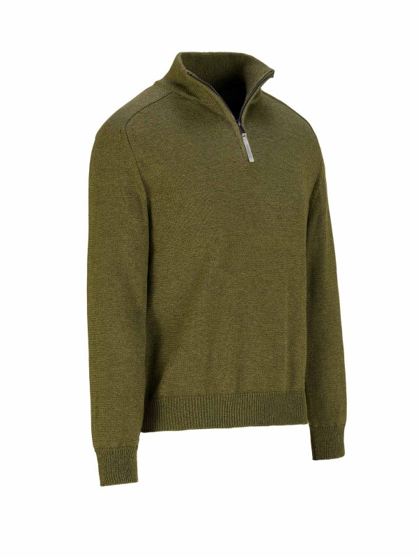 STØRVIK Pullover Heren - Fijn Gebreid - Olijfgroen - Rune