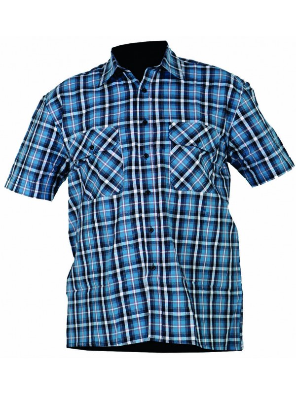 STØRVIK Werkblouse Korte Mouw Heren Petrol Blauw - Maat M-4XL - FARSUND